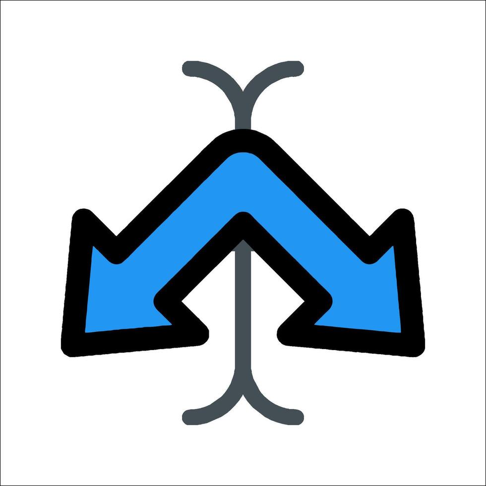 A blue arrow pointing to the left and right vector