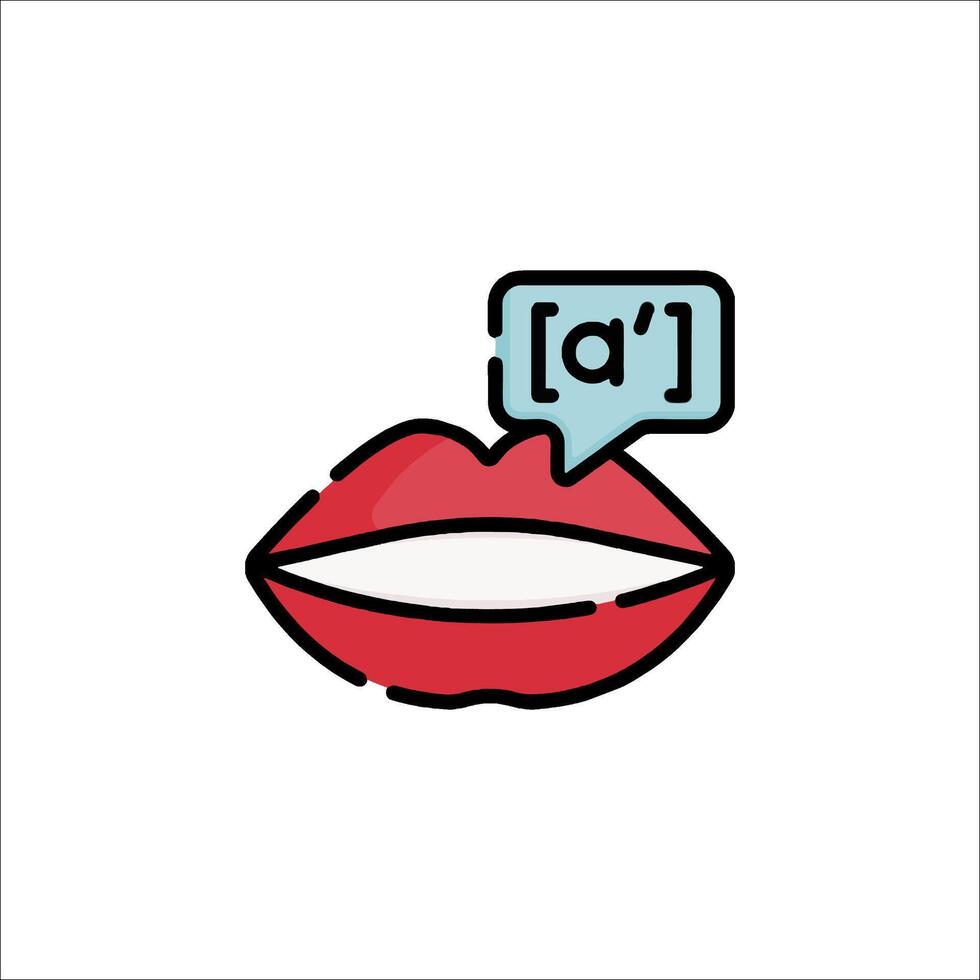 A red lips with a speech bubble and a speech bubble vector