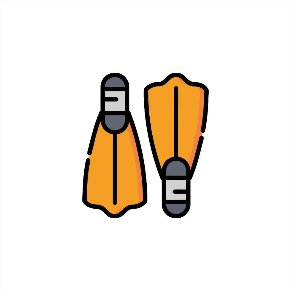 Two orange scuba fins on a white background vector