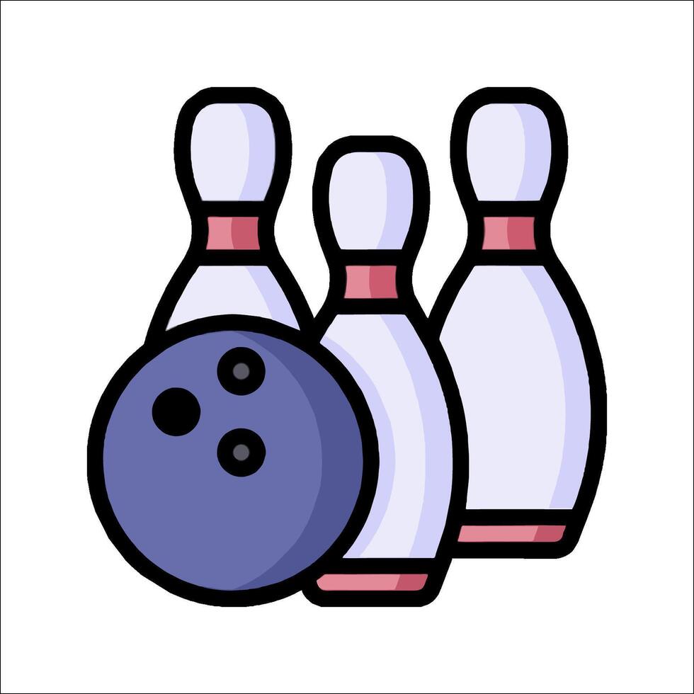 Bowling ball and pins icon illustration vector