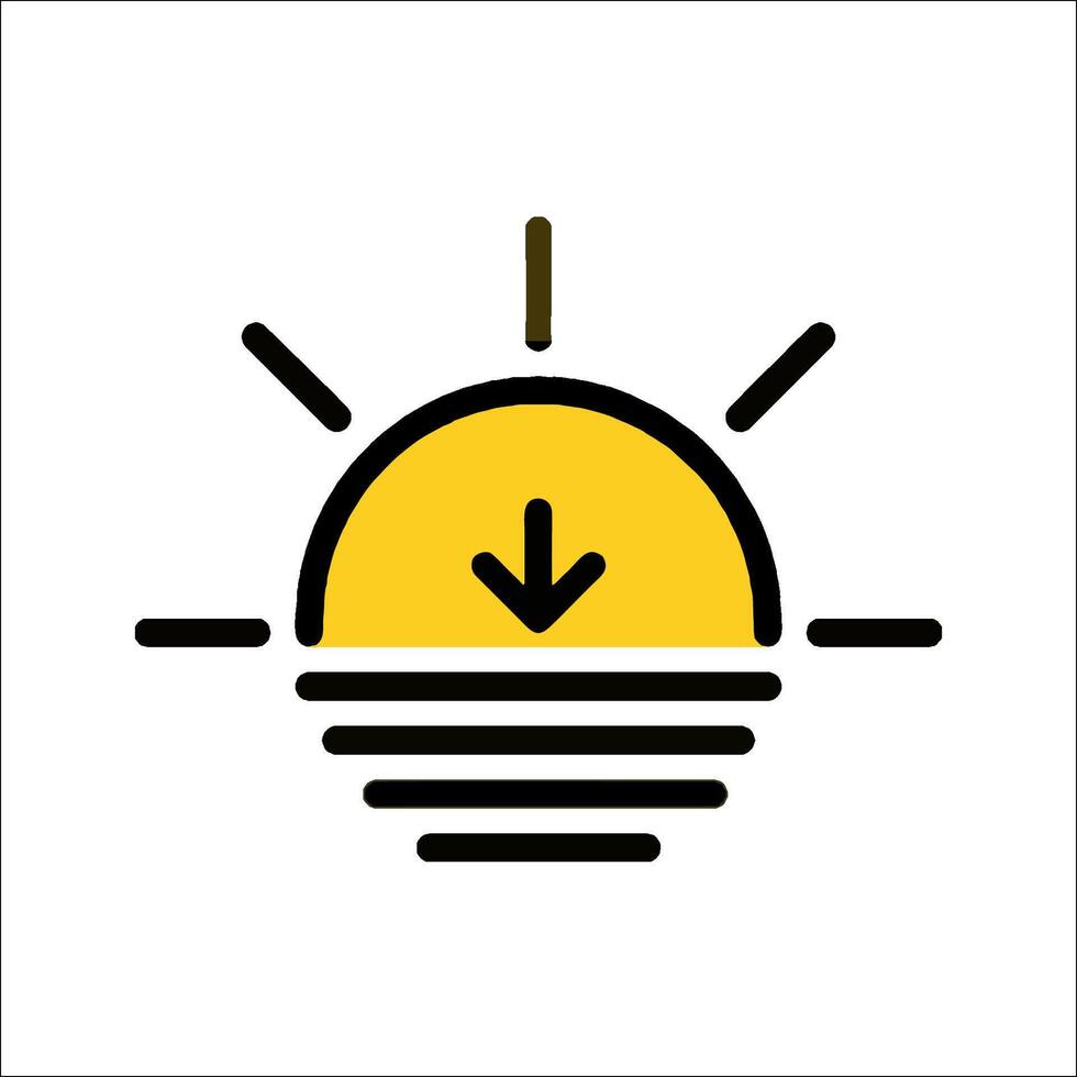 Sunrise icon with a yellow arrow pointing down vector