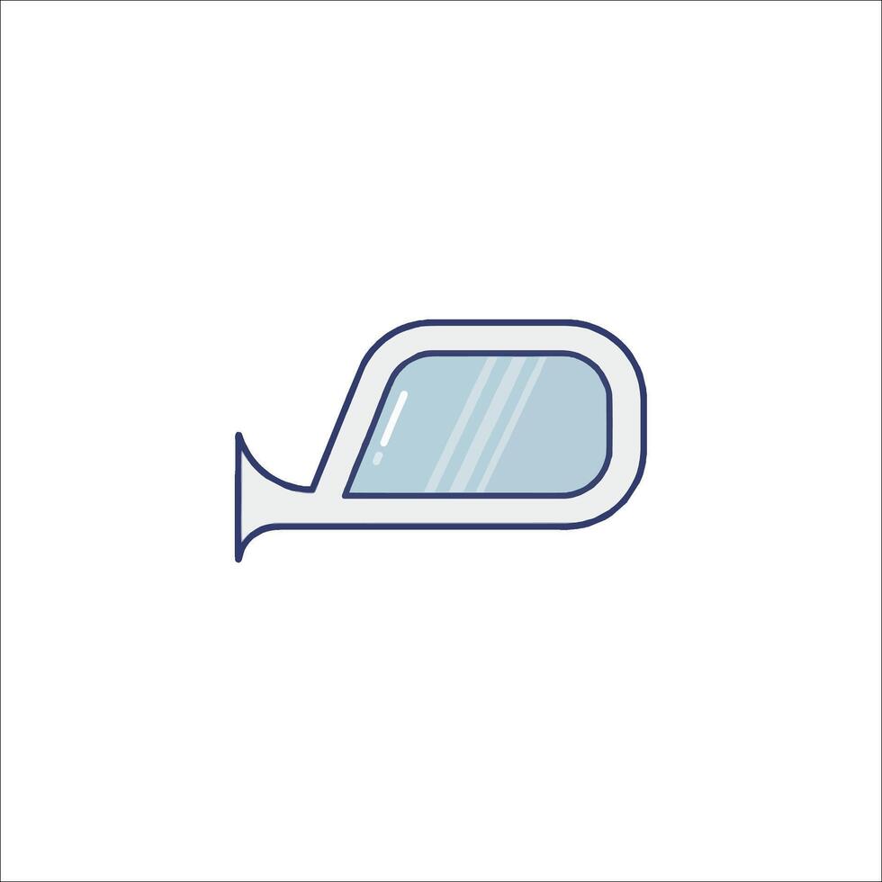 A blue line icon of a mirror vector