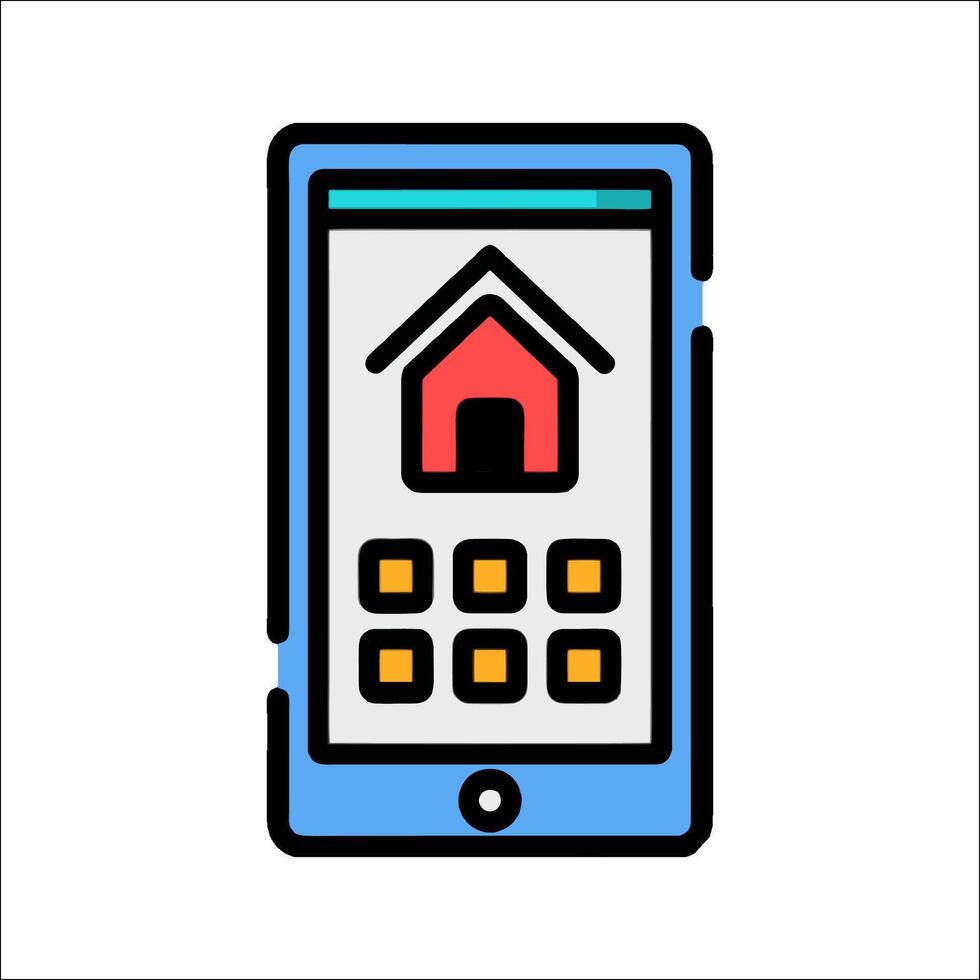 A smartphone with a house on the screen vector