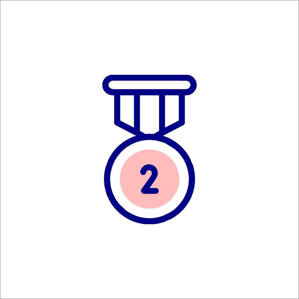 The number two is shown in a medal vector