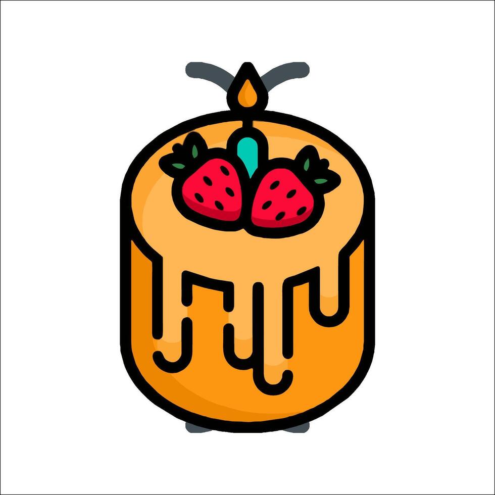 A cake with strawberries and a candle on top vector