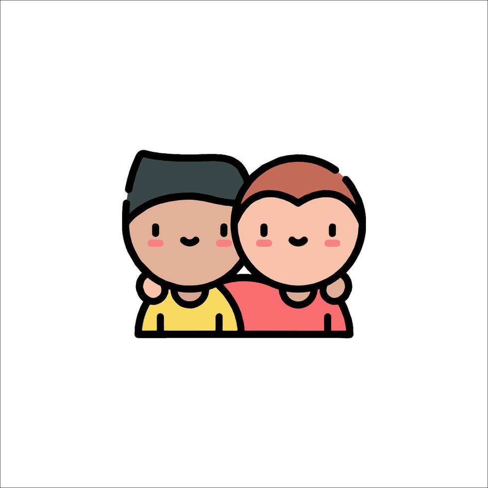 Two people hugging in a flat style icon vector