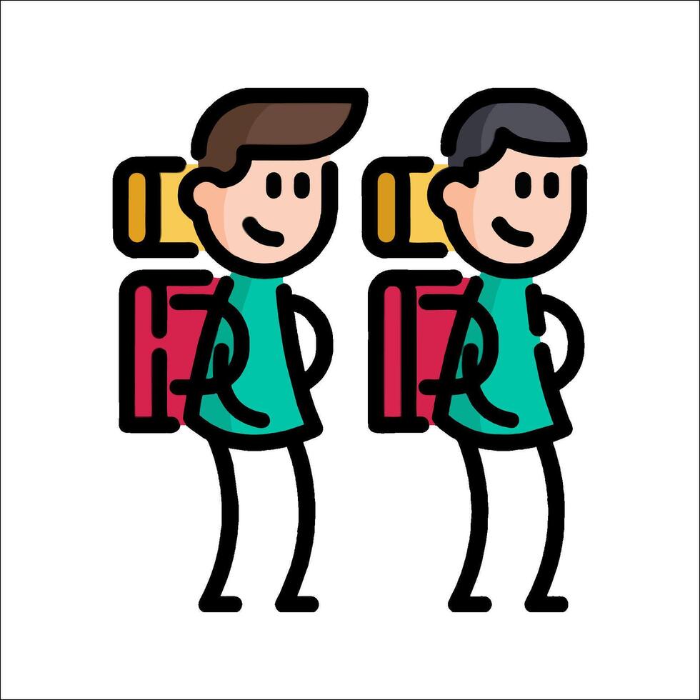 Two people with backpacks standing next to each other vector
