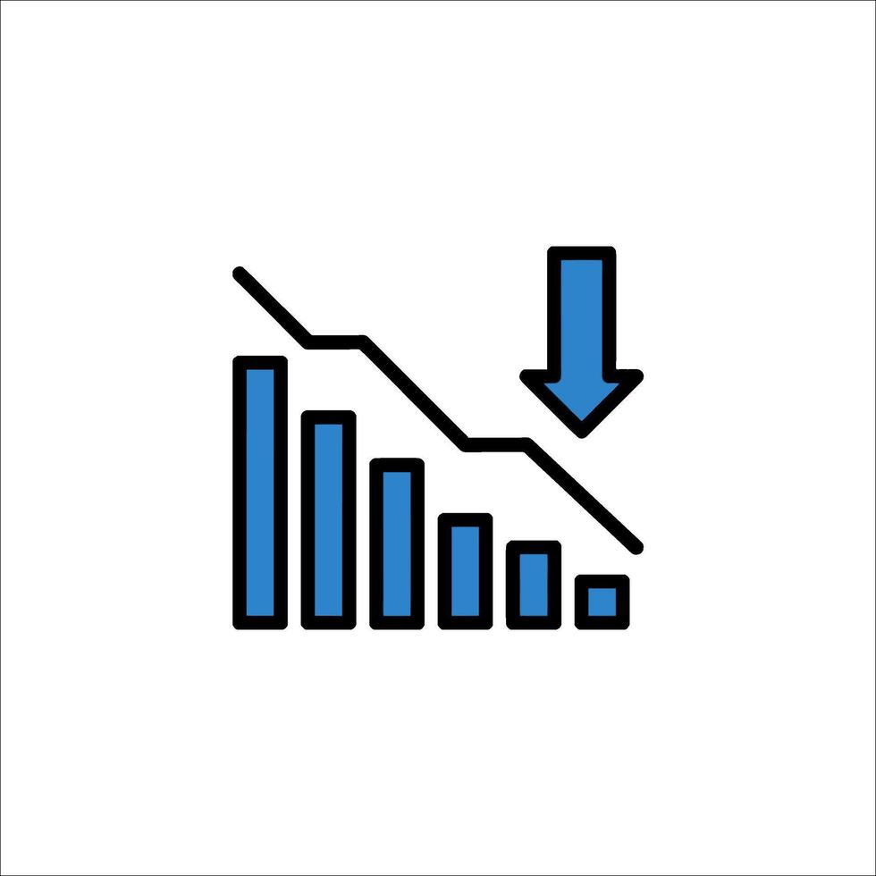 A graph icon with a downward arrow vector