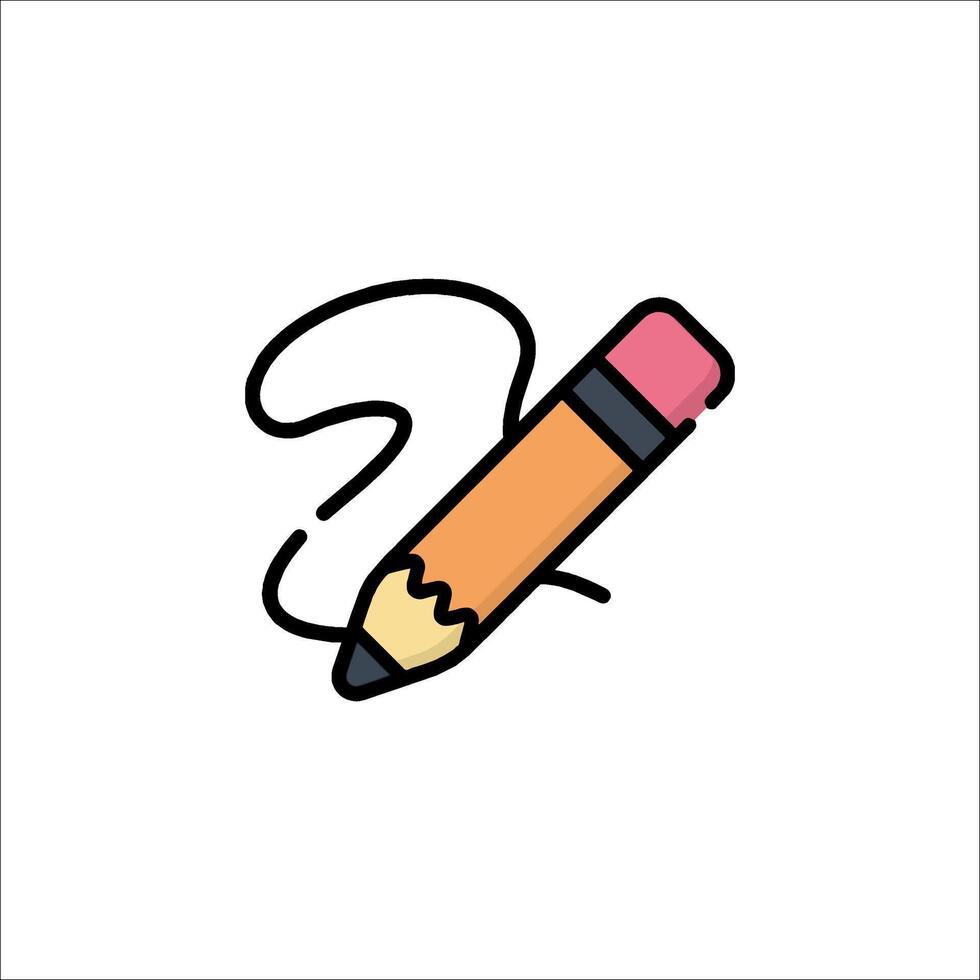 A pencil is drawn on a white background vector