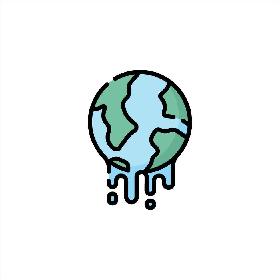 A melting earth icon with a drip of water vector