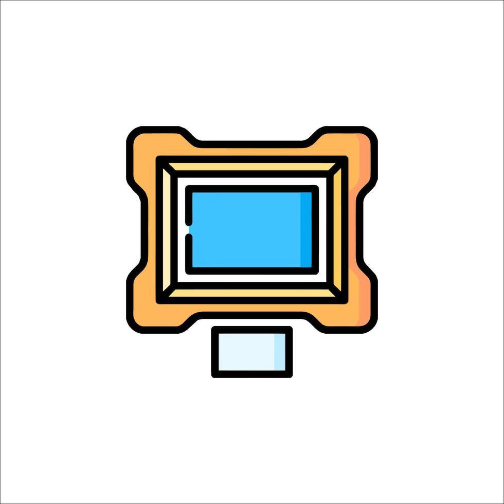 A computer monitor with a blue screen on it vector