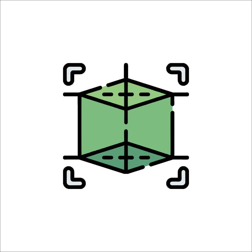 A green cube with a square in the middle vector