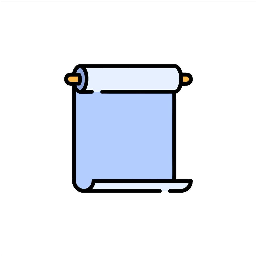 A blue scroll with a yellow handle on it vector