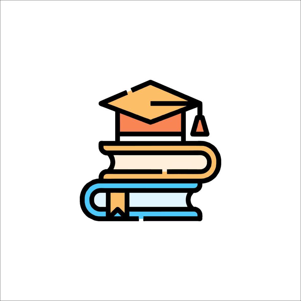 A graduation cap on top of books vector