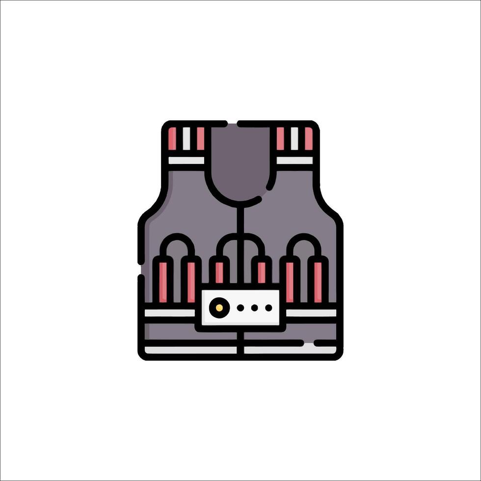 A vest with a gun in it on a white background vector