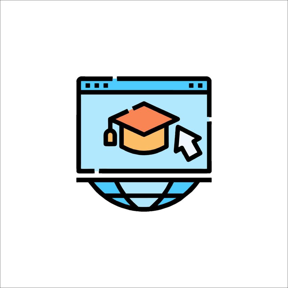 A computer screen with a graduation cap on it vector