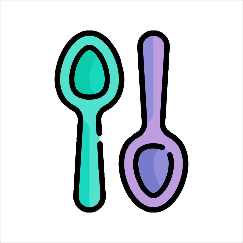 Two spoons with different colors and shapes vector
