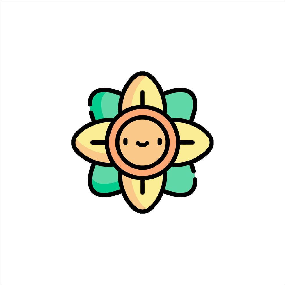A cartoon flower with a smile on it vector