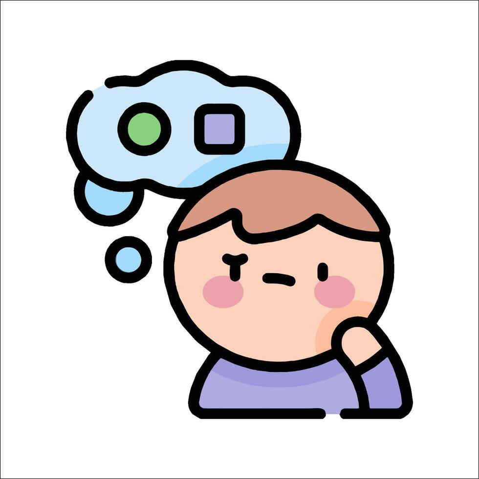 A cartoon man with a thought bubble above his head vector