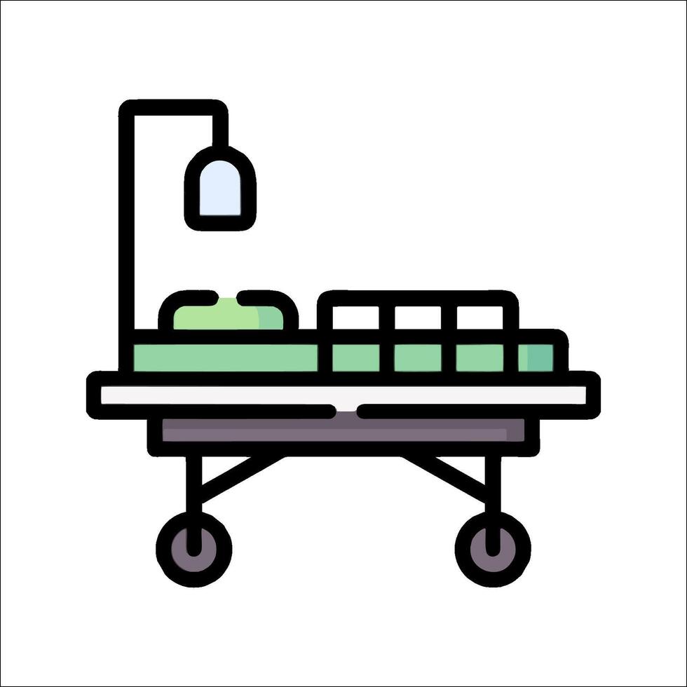 A hospital bed with a light on it vector
