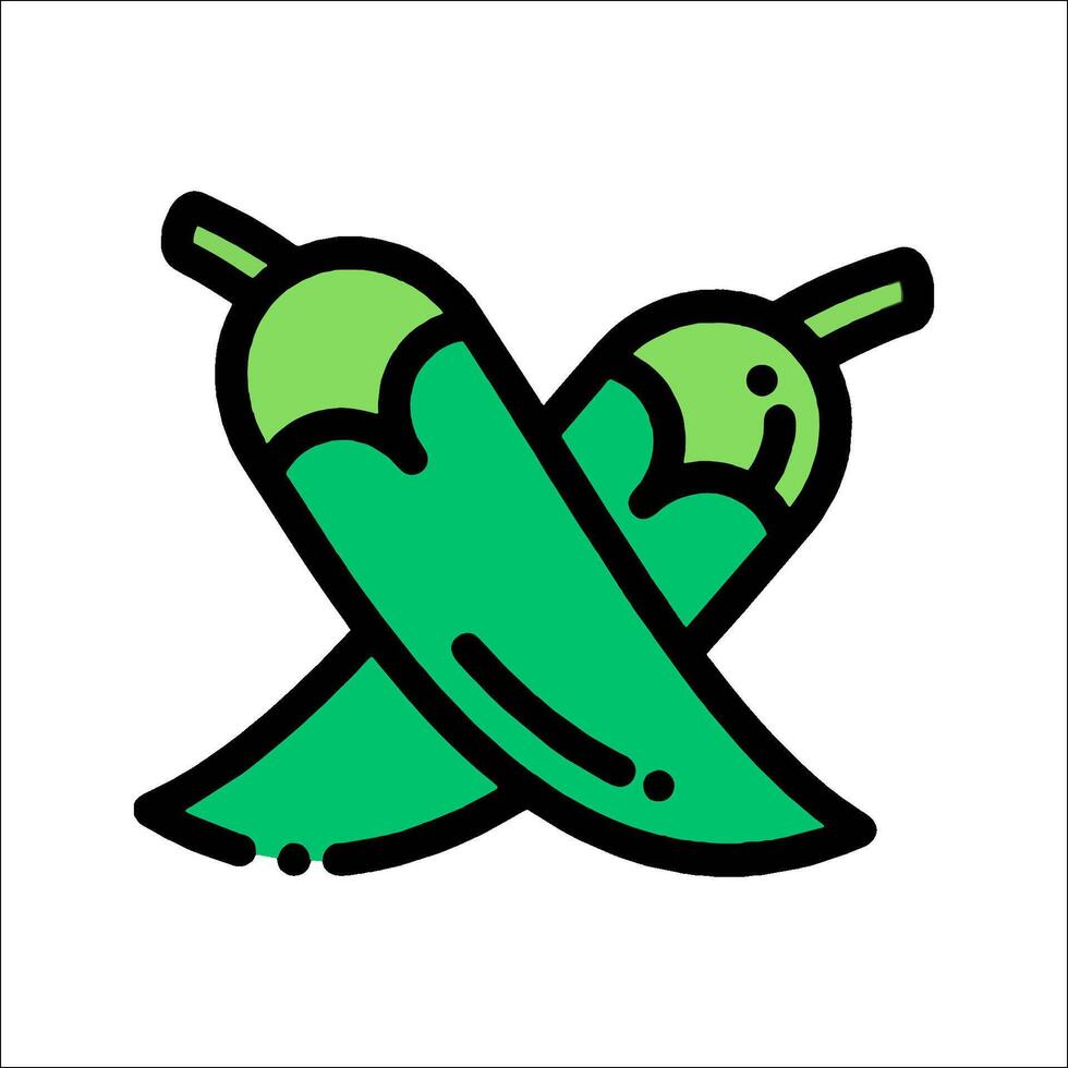 Two green peppers in a line icon vector