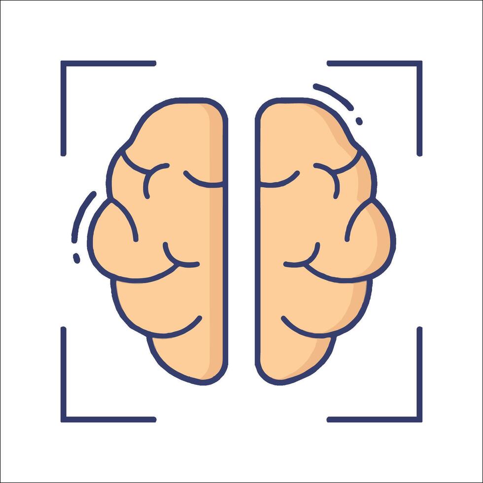 Two brain icons, one with a white background and one with a blue background vector