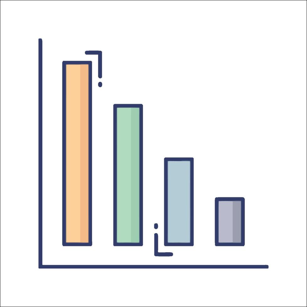 A bar chart with a line going up vector