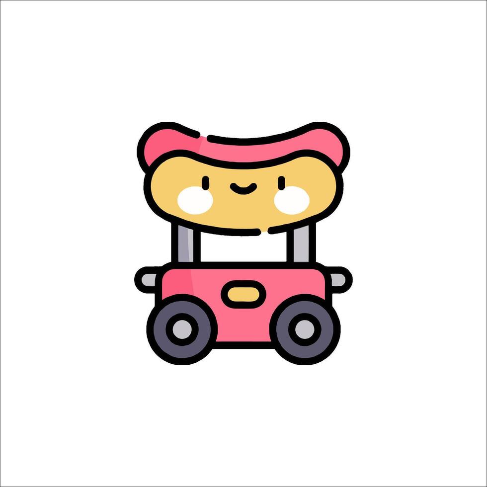 A cute little car with a hat on it vector