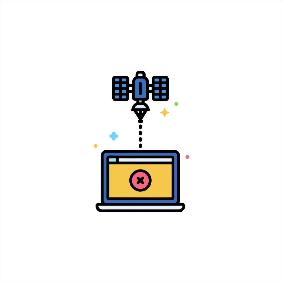 A laptop with a satellite on it vector