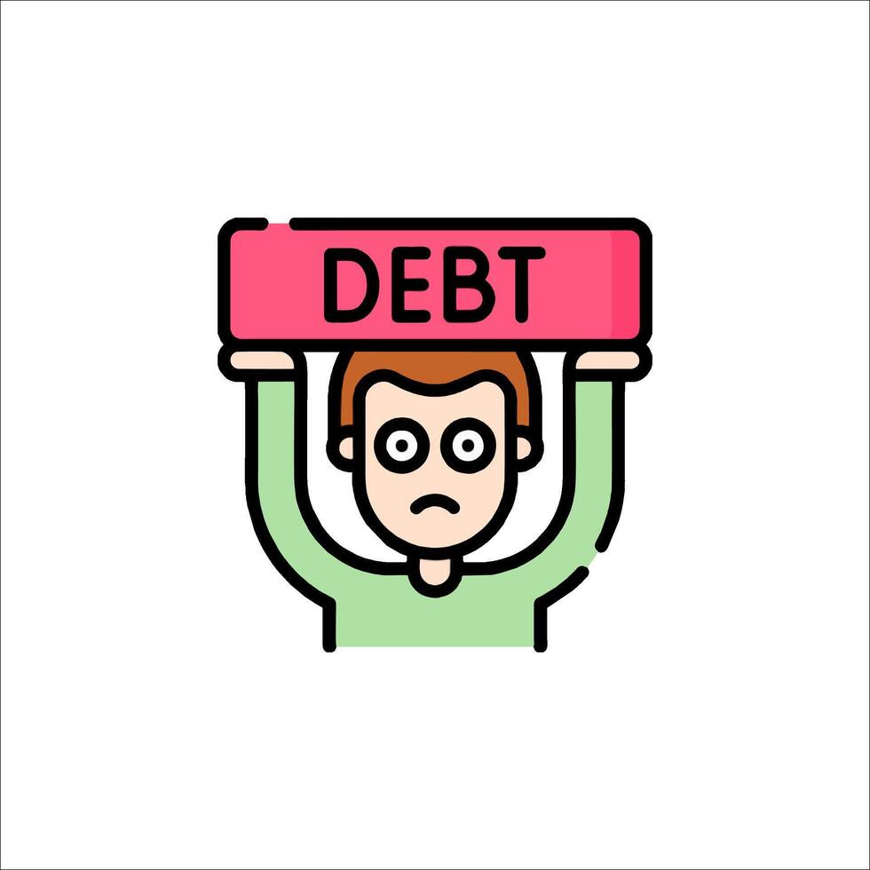 A man holding up a debt sign vector