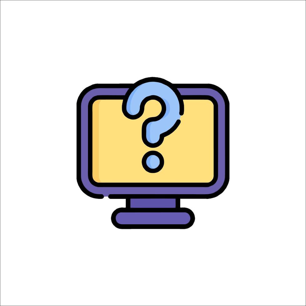 Question mark icon on computer monitor vector