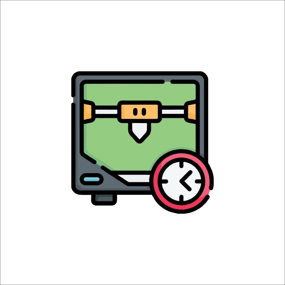 A clock and a computer monitor with a clock icon vector