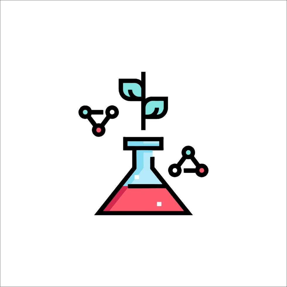 A chemical flask with a plant growing out of it vector
