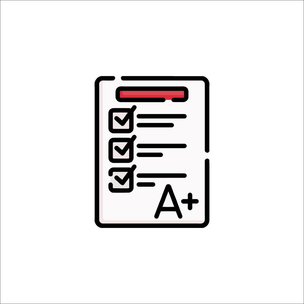 A checklist icon with a red line vector
