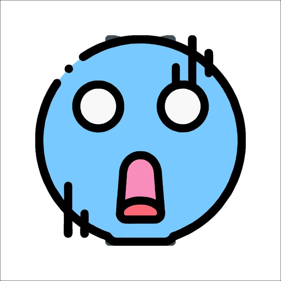 A blue emoticon with a mouth open vector