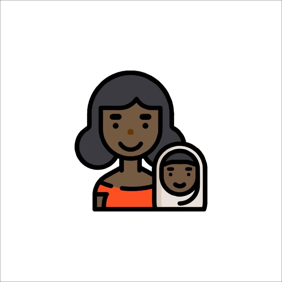 A woman and child icon with a black face vector
