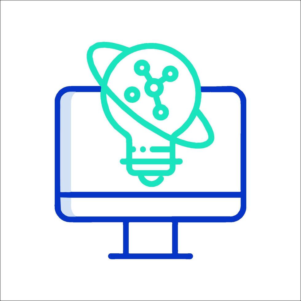 un computadora pantalla con un ligero bulbo y un globo icono vector