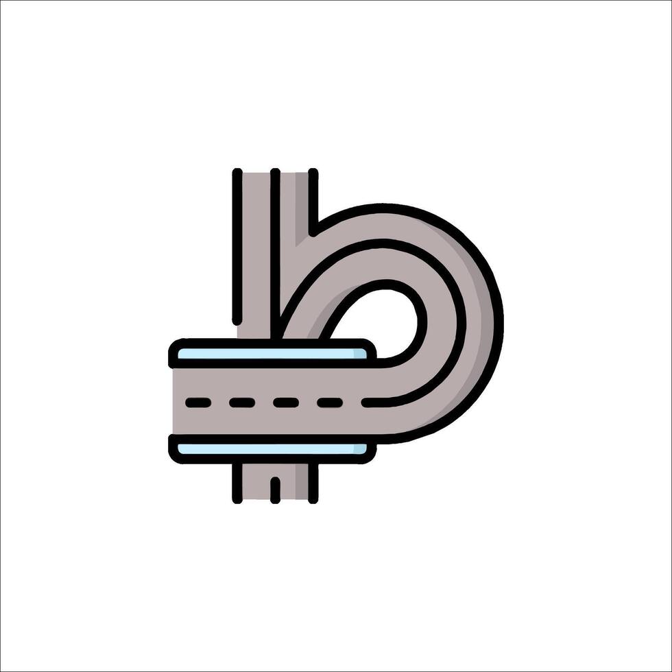 A letter b with a road and a sign vector
