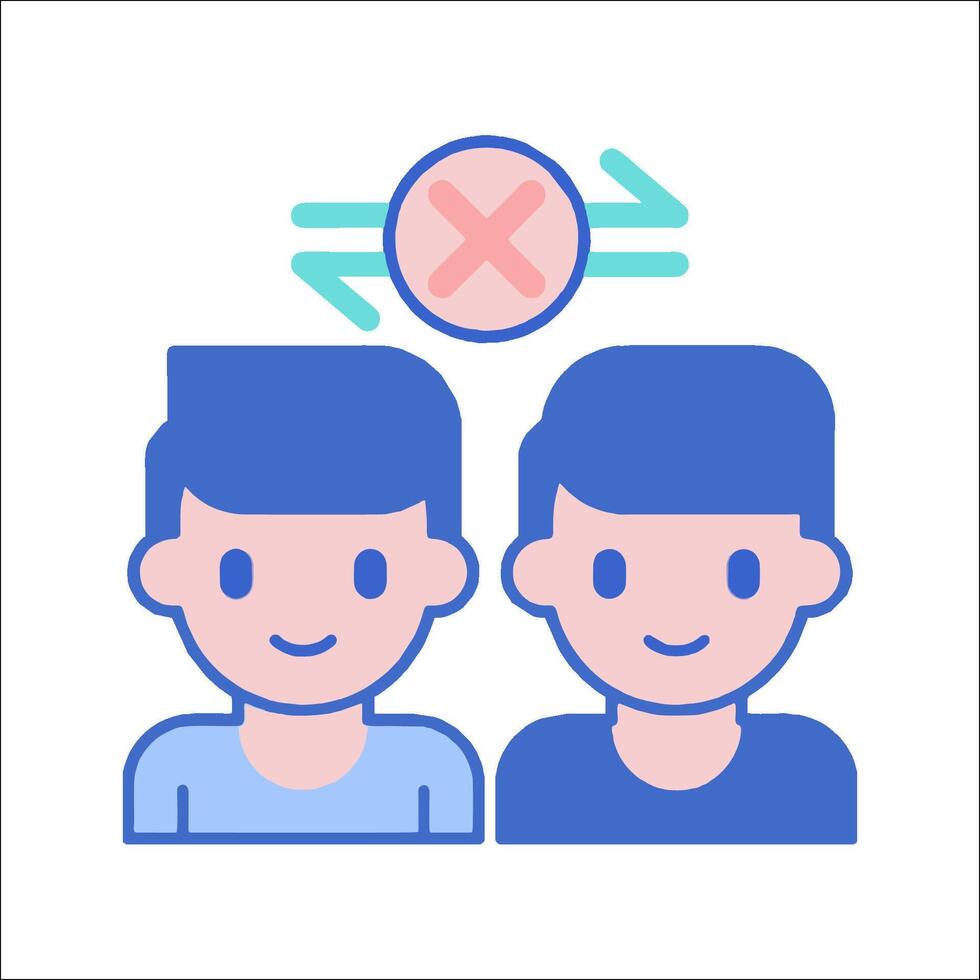 Two people with crossed out circles over their heads vector