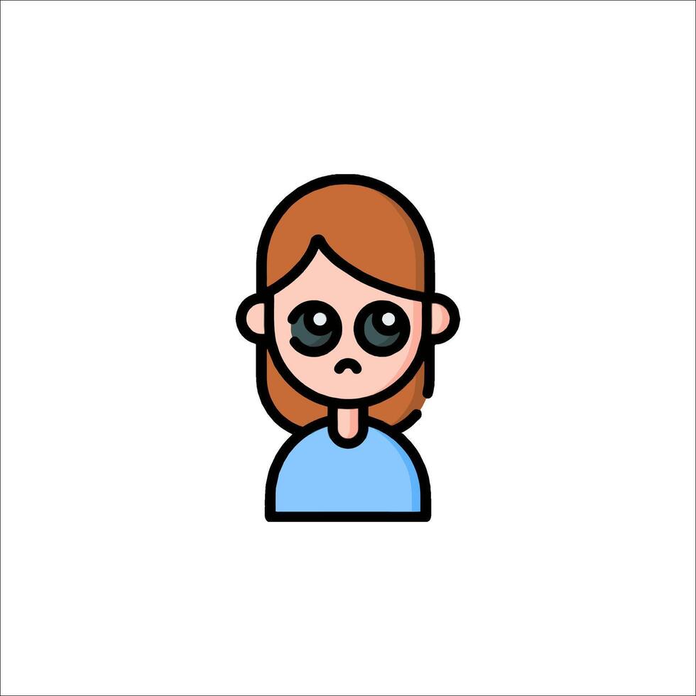 A girl with a sad face icon vector