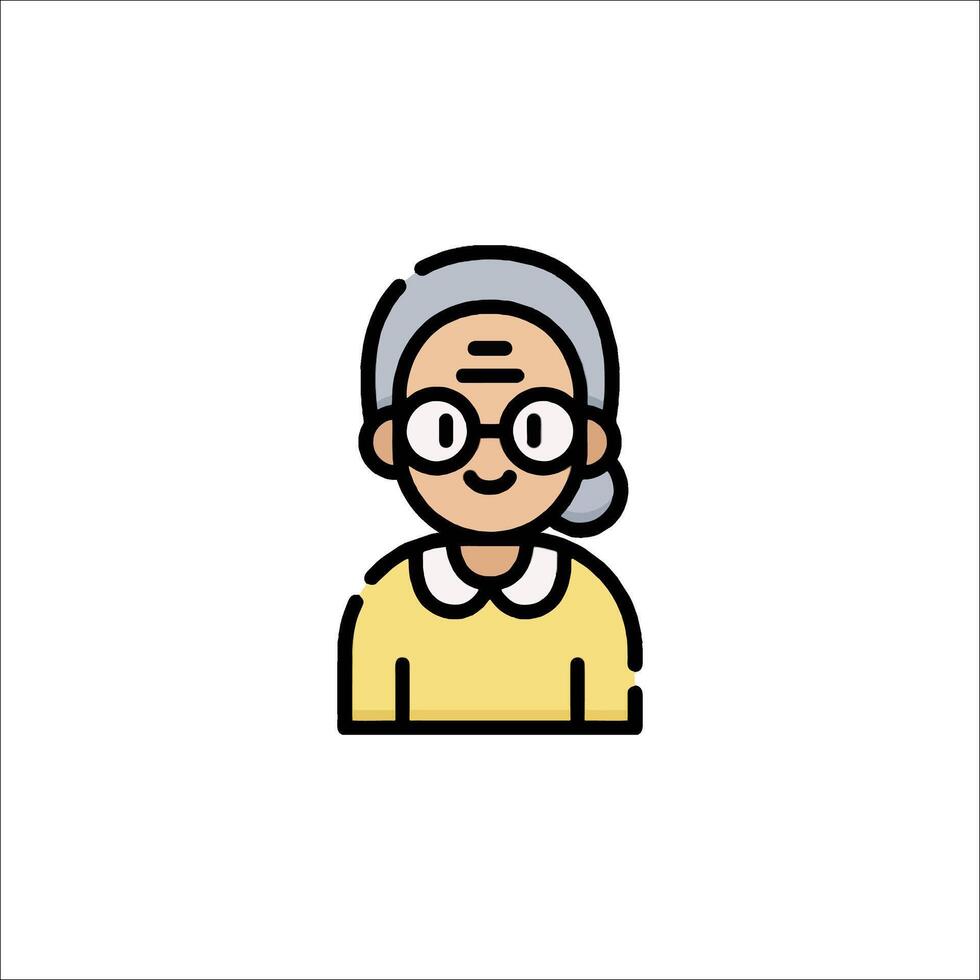 An old woman with glasses and a yellow sweater vector