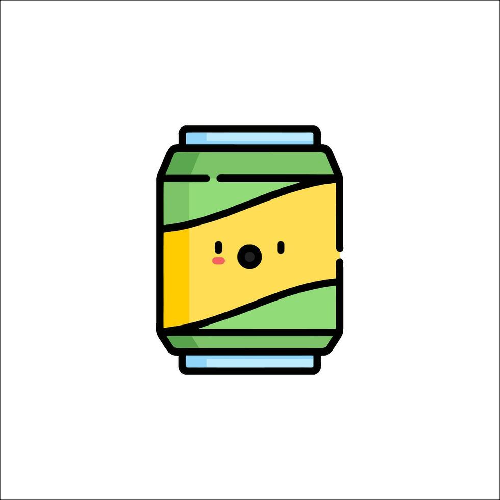 A can of soda with a face on it vector
