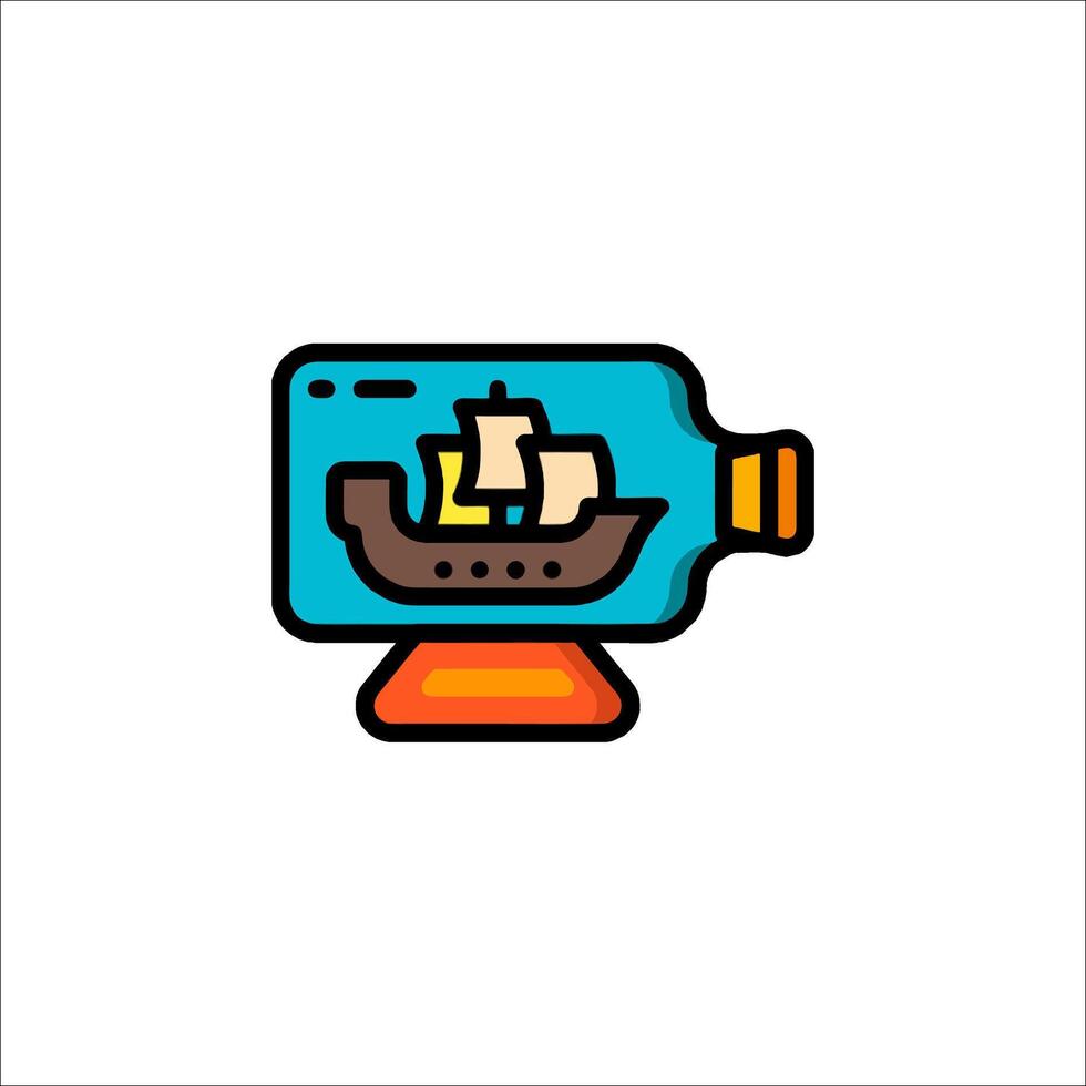 A ship in a bottle icon vector