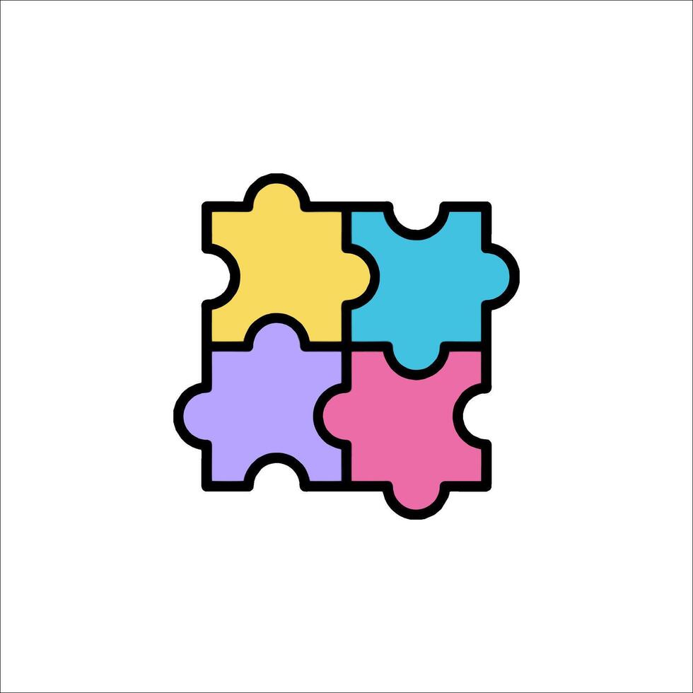 A puzzle piece icon with four pieces vector