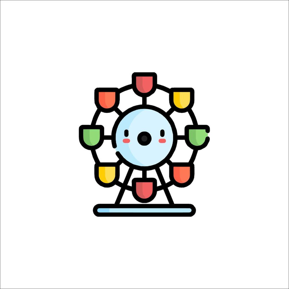 A cartoon ferris wheel icon on a white background vector