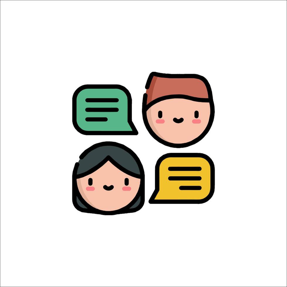 A couple of people with speech bubbles on a white background vector