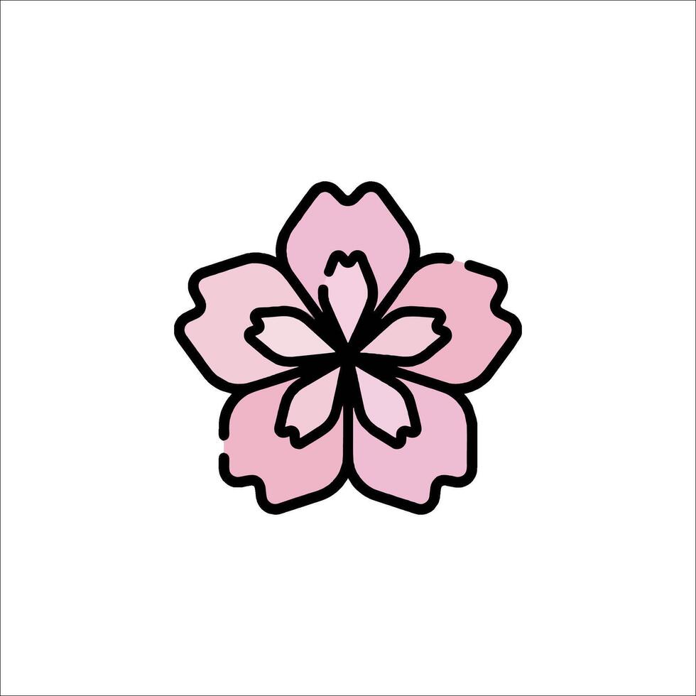 A pink flower with black lines on it vector