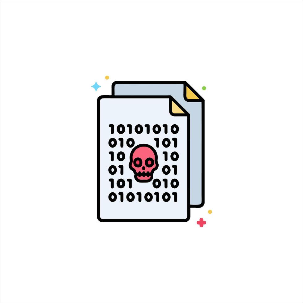 A file with a skull on it and a binary code vector