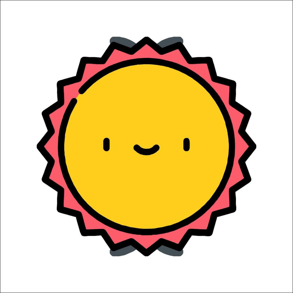 A cartoon sun with a smile on it vector