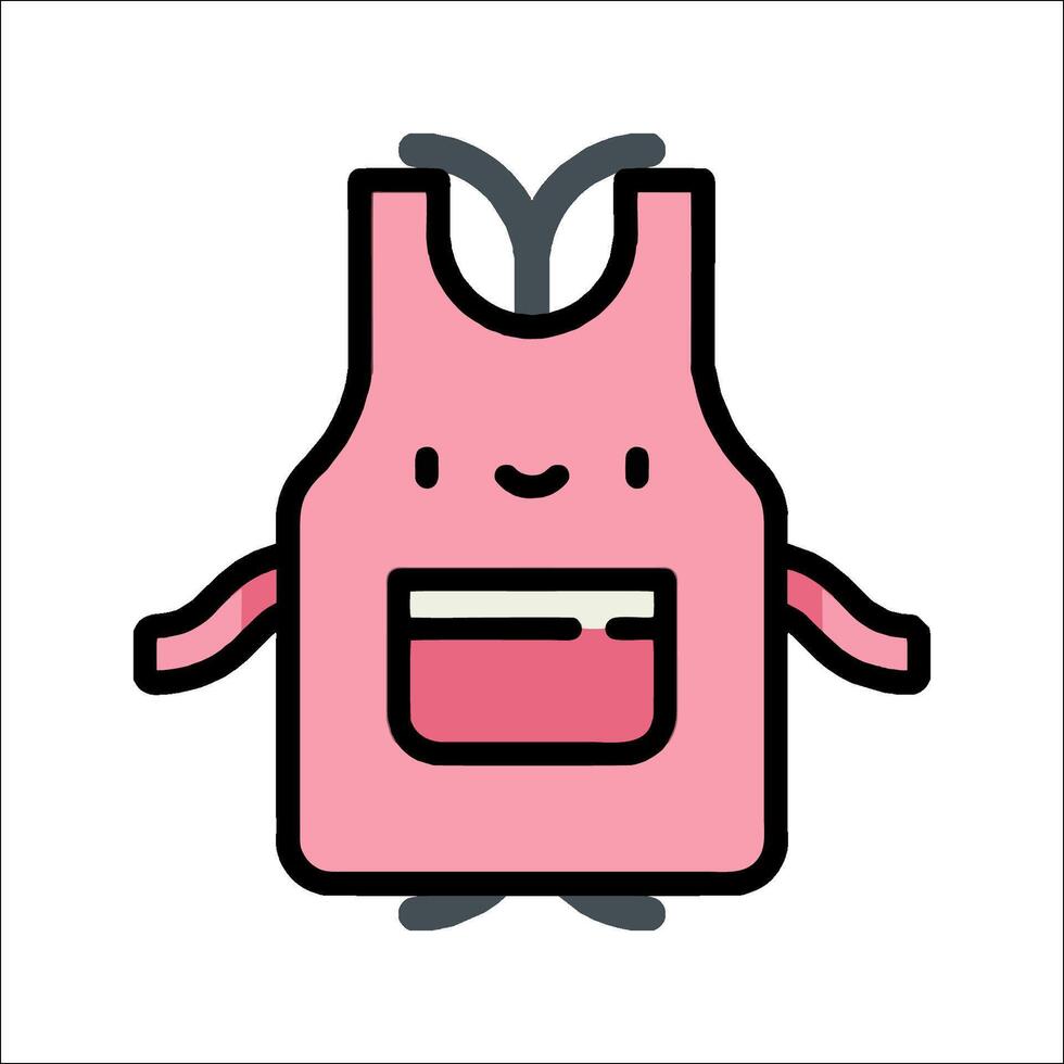 A pink apron with a pink face and a pink heart vector